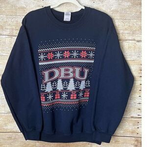 DALLAS BAPTIST UNIVERSITY CREWNECK SWEATSHIRT CHRISTMAS HOLIDAY SCHOOL SIZE MED.